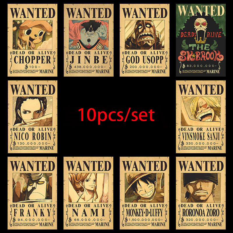Zoro Anime Merchandise - 10 peças de Pôsteres de Procurados